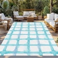 thumbnail image 2 of Blue Plaid Outdoor Rug for Patio/Deck/Porch, Non-Slip Large Area Rug 5 x 7 Ft, Farmhouse Buffalo Check Stripes Modern Geometric Indoor Outdoor Rugs Washable Area Rugs, Camping Rug Carpet Runner, 2 of 8