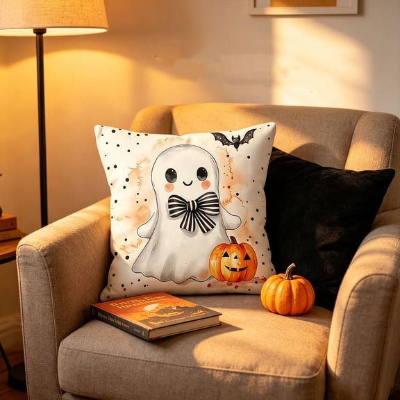 Halloween Pillow Cover 18x18 Inch Vintage Spooky Fall Festive Throw Pillow Case Soft Decorative Cushion Cover with Hidden Zipper,for Home Couch Bed Indoor Outdoor