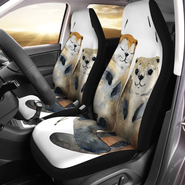 Juego de 2 Fundas para Asientos de Coche ABPHQTO Marrón Nutrias Enamoradas Universal