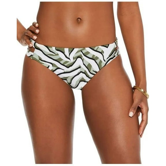 BAR III Women's Green Printed Stretch Strappy Sides Lined Full Coverage Hypno Beach Hipster Swimsuit Bottom S