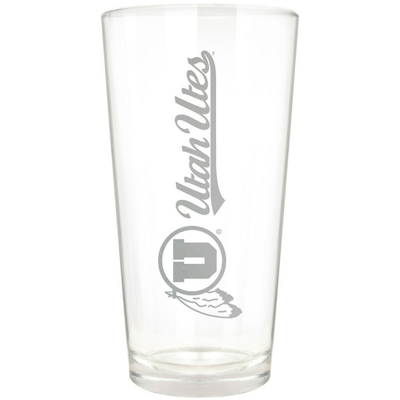 Utah Utes Etched 16oz. Vertical Rally Cry Pint Glass
