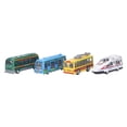 thumbnail image 4 of Modelo de autobús de fundición a presión, 4 piezas de aleación de fundición a presión, coche de juguete de aleación, autobús de juguete con retroceso, rendimiento finamente ajustado, 4 of 14