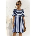 thumbnail image 2 of Fashion Striped Ruffle Tunic Short Dress, 2 of 4