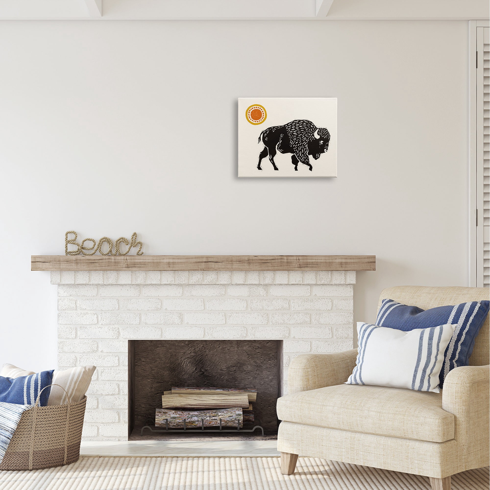 Stupell Industries Southwestern Bison Portrait Animals & Insects Painting Gallery Wrapped Canvas Art Print Wall Art, 20 x 16