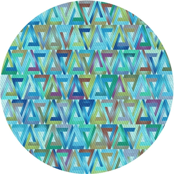 Ahgly Company Indoor Round Patterned Deep-Sea Green Area Rugs, 3' Round