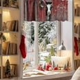 thumbnail image 3 of Christmas Rustic Valances for Windows, 54 x 18in, Farmhouse Wreath Cow Red Wood Grain Design Rod Pocket Kitchen Valance Curtain Light Filtering Window Treatments for Living Room Bedroom, 1 Panel, 3 of 7