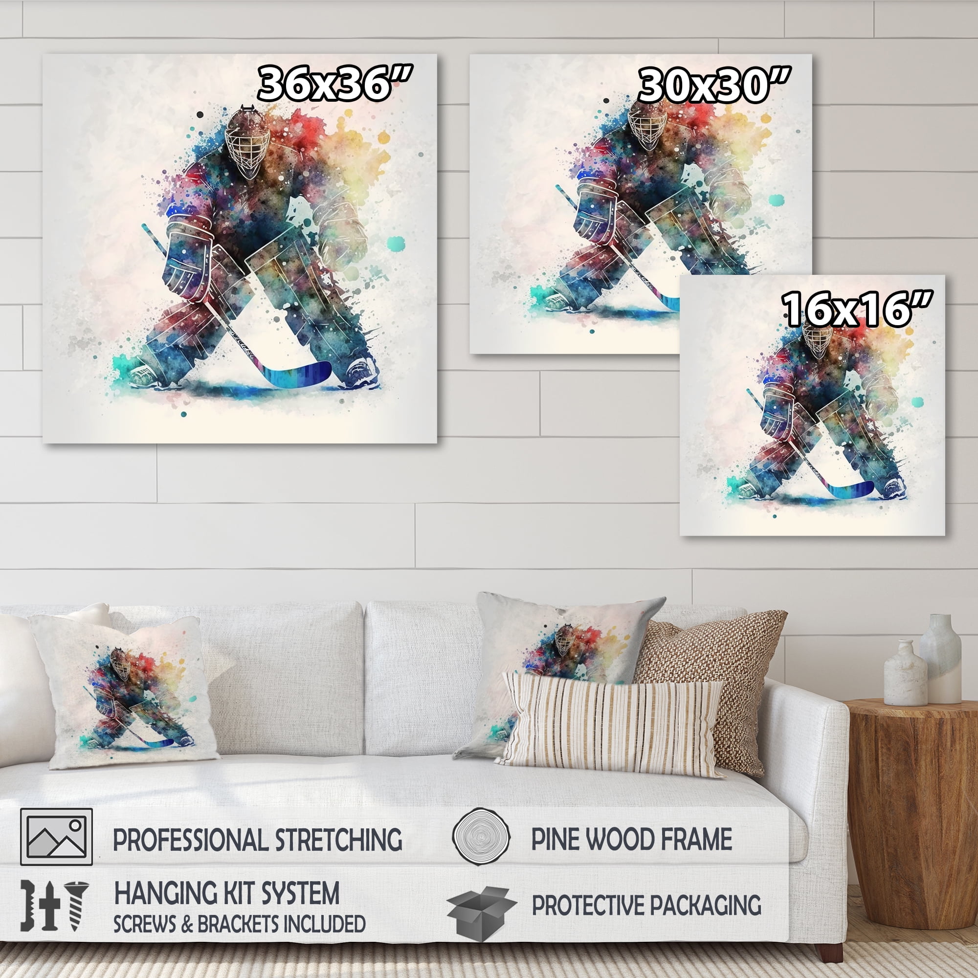 Designart Hockey Goalie During The Hockey Game II Canvas Wall Art