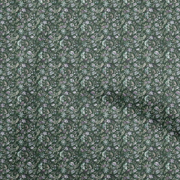 oneOone Viscose Chiffon Dark Green Fabric Batik Dress Material Fabric Print Fabric By The Yard 42 Inch Wide