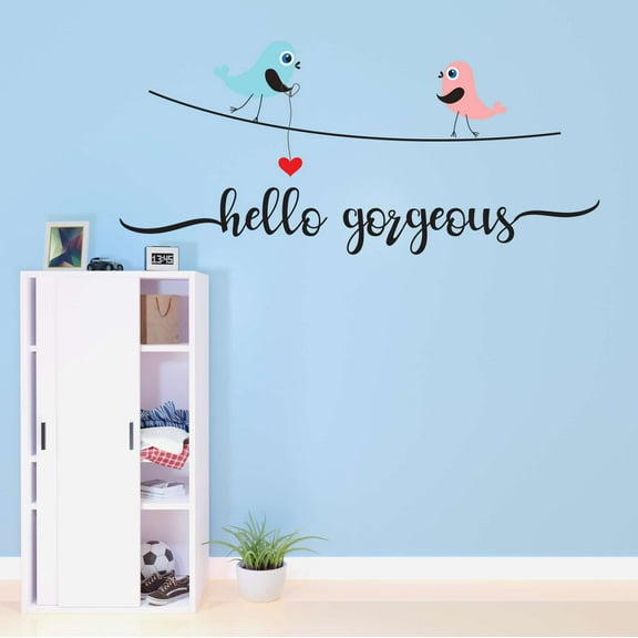 Children Hello Gorgeous Cute Cartoon Wall Decal Decoration Vinyl Wall Decal Home Décor for Bedroom Lasts Years and Easily Removable - Size: 20 In(W) x 8 In(H)