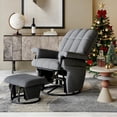 thumbnail image 2 of LAZZO Swivel Recliner Chair with Ottoman, 360° Swivel Glider with Side Pockets, Comfy Lounge Chair for Living Room and Office, Gray, 2 of 9