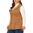 thumbnail image 2 of Plus Size Vests for Women Long Sleeveless Casual Lapel Suede Vest 2X Brown, 2 of 6