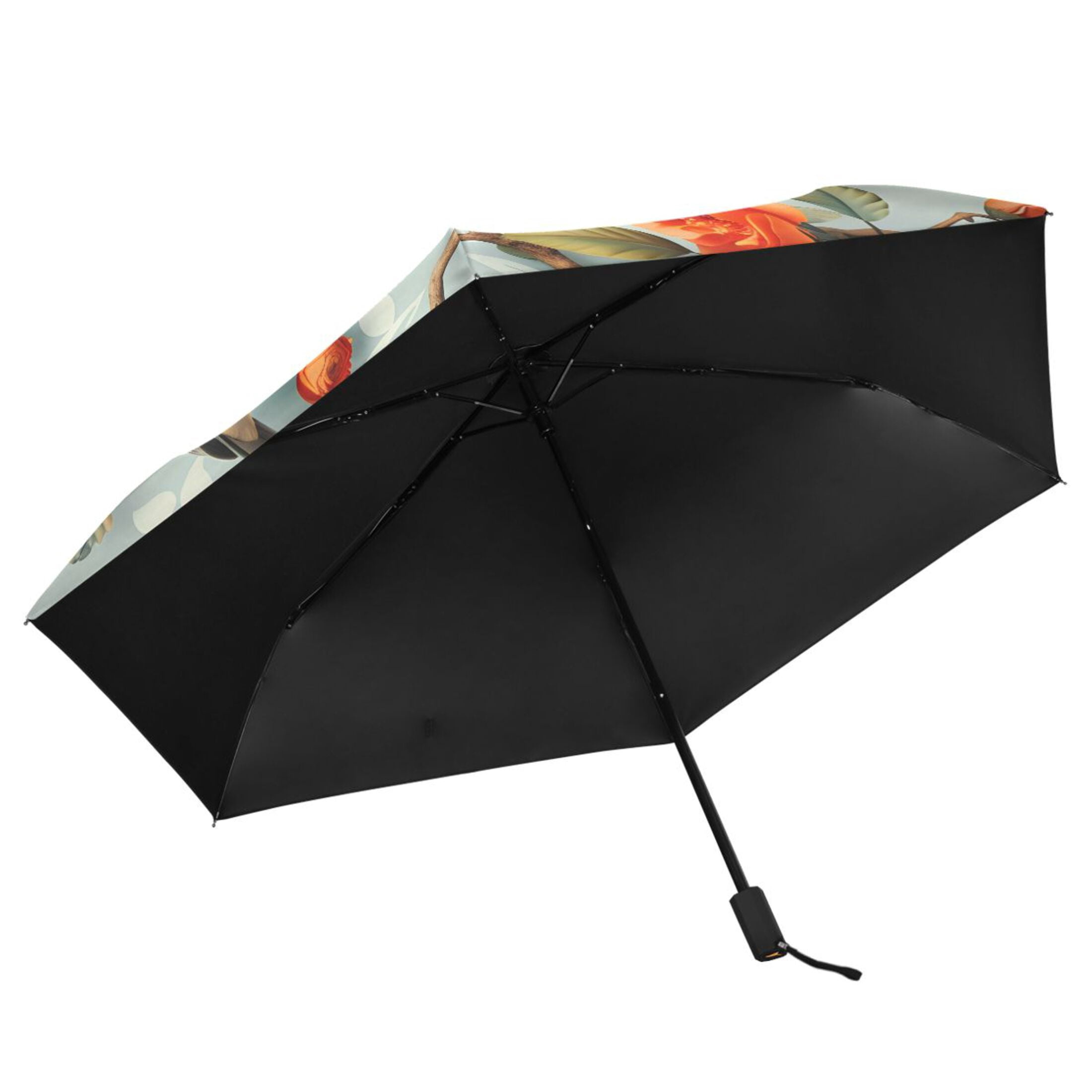 ALAZA Birds on Flowers UPF 50+ Compact Folding Umbrella for Rain Travel Umbrella Packable