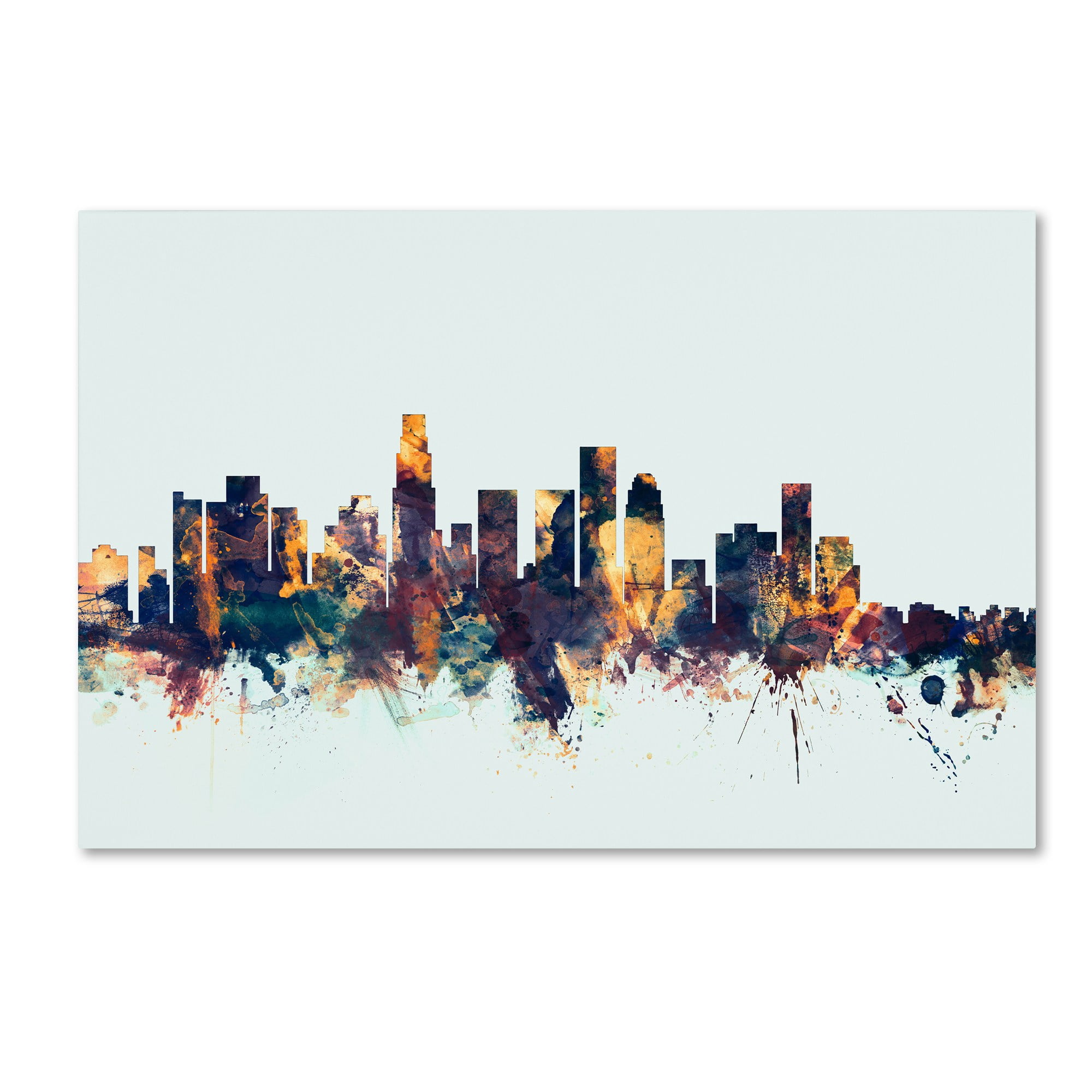 Trademark Fine Art "Los Angeles CA Skyline Blue" Canvas Art by Michael Tompsett