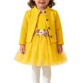 thumbnail image 6 of Toddler Girl 2 Piece Princess Outfit Long Sleeve Knit Cardigan Floral Waist Sleeveless Tulle Dress Fall Clothes Set for 3 Months To 3 Years Yellow, 6 of 6