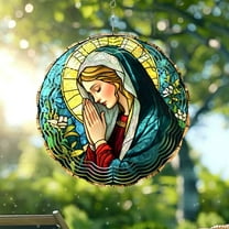 Sinkoo Wind Spinners Outdoor Virgin Mary , 12 inch 3D Kinetic Hanging Sculpture, Stainless Steel Wind Spinner, Unique Gifts for Women Men, for Outside Garden Patio Yard Decor