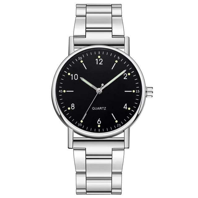 Reloj de cuarzo con correa de acero para hombre y mujer, sencillo y moderno, con agujas luminosas