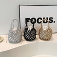 thumbnail image 3 of Fashion Handbag Beach Bag Woven Storage Bag Woven Bag Drawstring Bag Weave Bucket Bag BLACK, 3 of 8