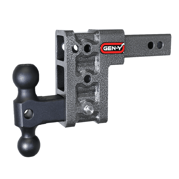 GEN-Y GH-313 MEGA-DUTY Adjustable 5" Drop Hitch with GH-031 Dual-Ball for 2" Receiver - 10,000 LB Towing Capacity - 1,500 LB Tongue Weight