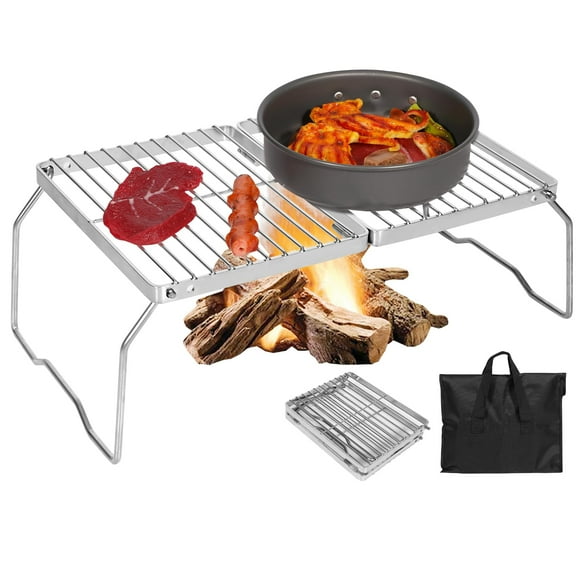 Parrilla de Camping Plegable REDCAMP de Acero Inoxidable Portátil 38x23 cm