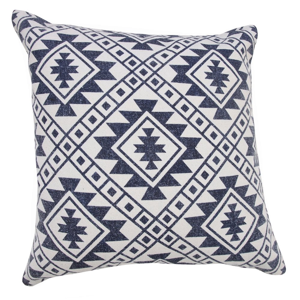 LR Home Gemma Southwestern Geometric Cotton Throw Pillows, Navy Blue, 20" x 20", Set of 2