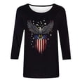 thumbnail image 4 of MORESEC Womens 4th of July Plus Size Tshirt 3/4 Sleeve Graphic Tee Casual Patriotic Top American Flag Shirt Round Neck Basic Summer Vacation Fashion Clothes, Multicolor 2XL, 4 of 5
