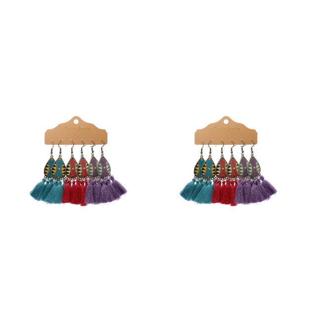Pendientes coreanos Retro Minnieouse para mujer 6 uds alambre de oreja exagerado pendiente de gancho de borla