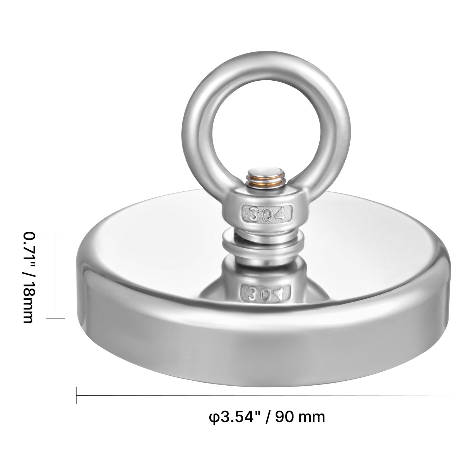 VEVOR Fishing Magnet, 1000 LBS/454 Kg Pulling Force Super Strong Neodymium Fishing Magnet, Rare Earth Magnet with Handle Diameter 2.72 in/69 mm, Retrieving in River, Magnetic Fishing, Heavy Hanging