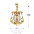 thumbnail image 3 of 14K Tri Color Gold Jesus Crucifix Anchor Pendant with 3.5mm Hollow Cuban Chain Chain Necklace - 22", 3 of 4