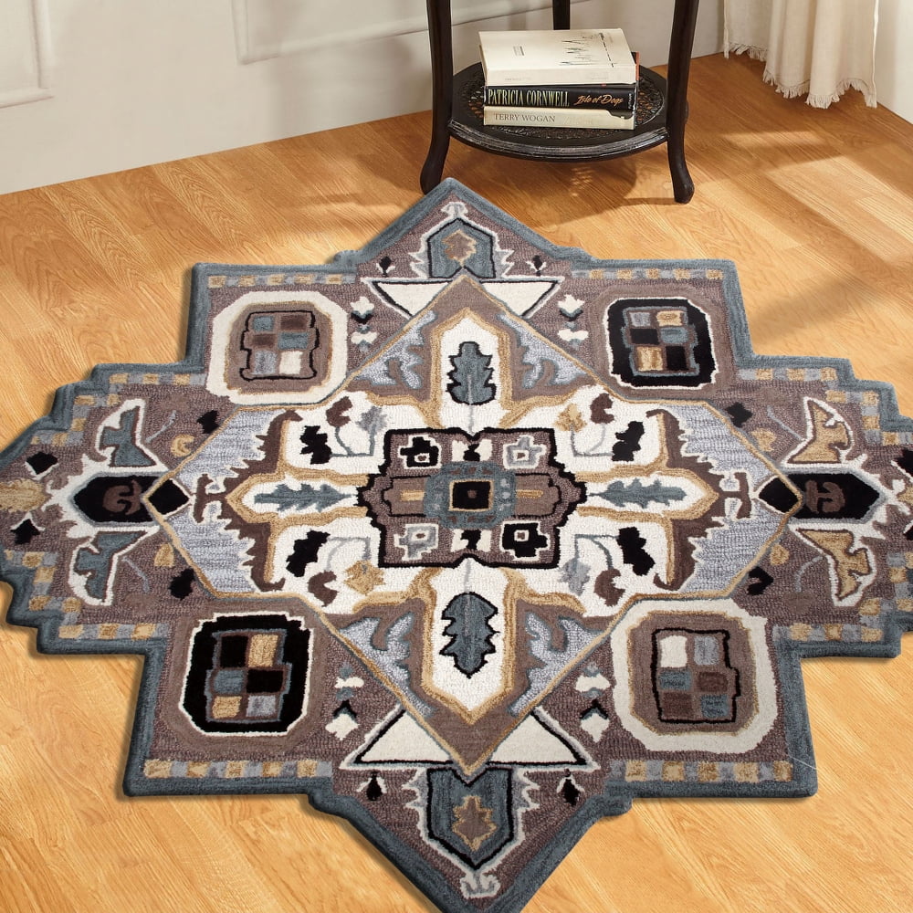 Ox Bay Selah 5' Star Gray/Mocha Southwestern Hand-Tufted Indoor Area Rug