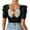 Black, variant on AherBiu Womens Tops Dressy Casual Blouse Ruched Short Sleeve Crewneck Bow Hollow Back Elegant Cute Shirts