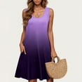 thumbnail image 2 of Zpanxa Sleeveless Ombre Dress Plus Size Women's Casual Round Neck Short Above Knee, 2 of 5