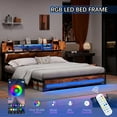 thumbnail image 3 of Dnxao King Size Classic Metal Platform Bed with Charging Station, Vintage Brown, 3 of 8