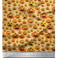 thumbnail image 1 of Soimoi Polyester Crepe Fabric Pumpkin Halloween Printed Fabric 1 Yard 52 Inch Wide, 1 of 3