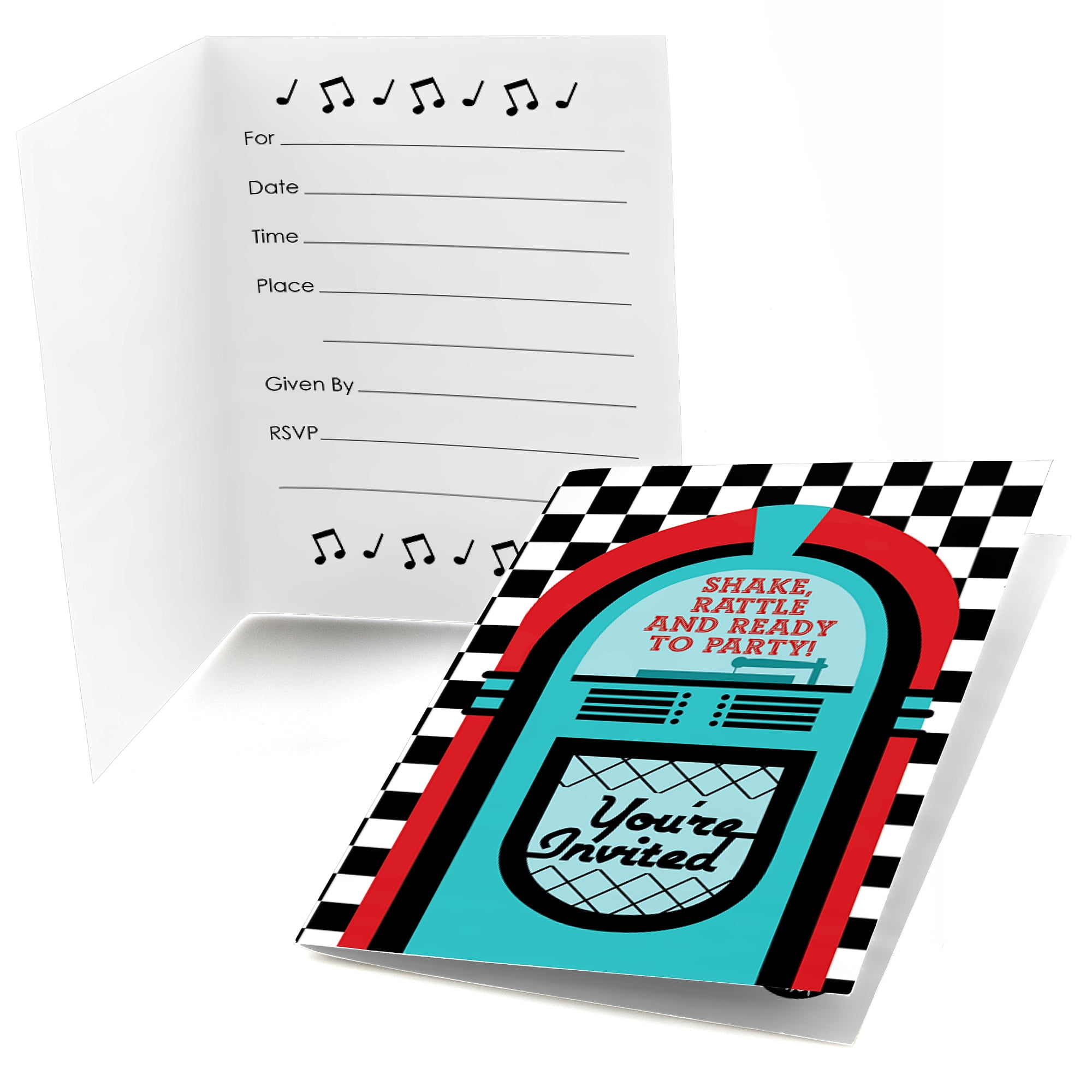 50 S Sock Hop Fill In 1950s Rock N Roll Party Invitations 8 Count