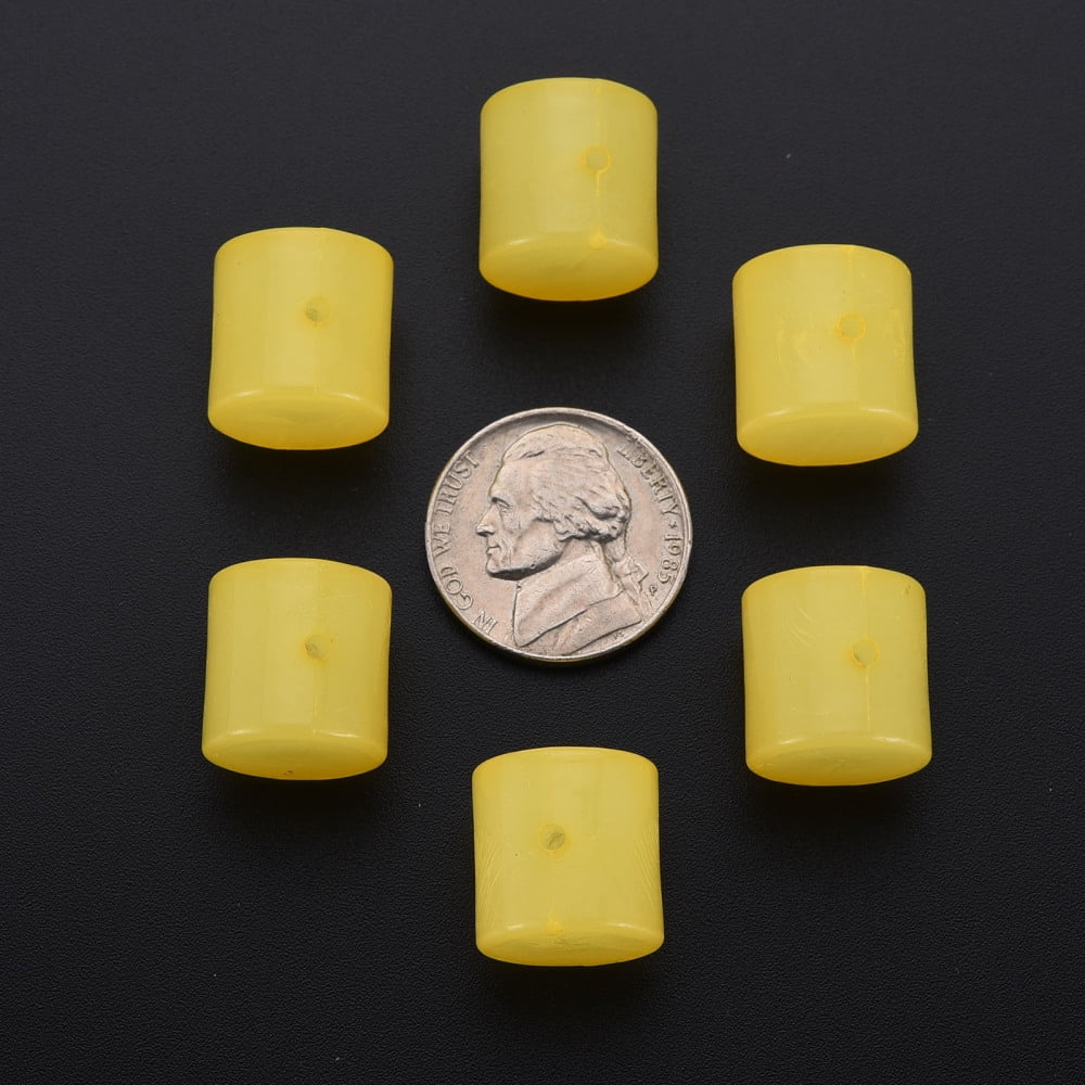 Imitation Jelly Acrylic Beads Column Yellow 14.5x14.5mm Hole: 1.8mm about 200pcs/500g