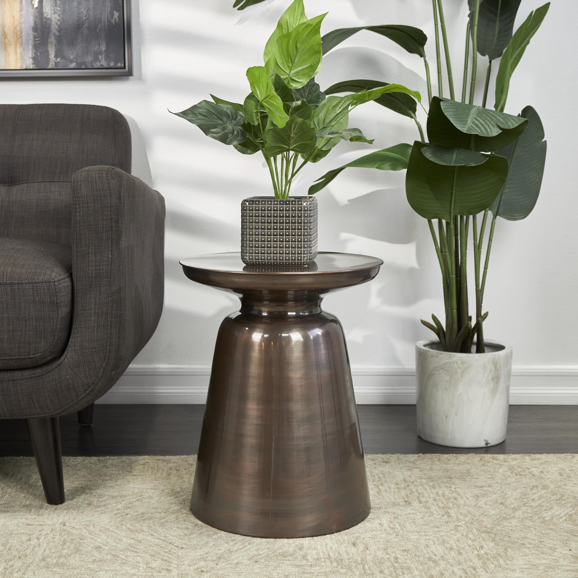 DecMode 15" x 19" Copper Metal Accent Table with Bell Shaped Base, 1-Piece