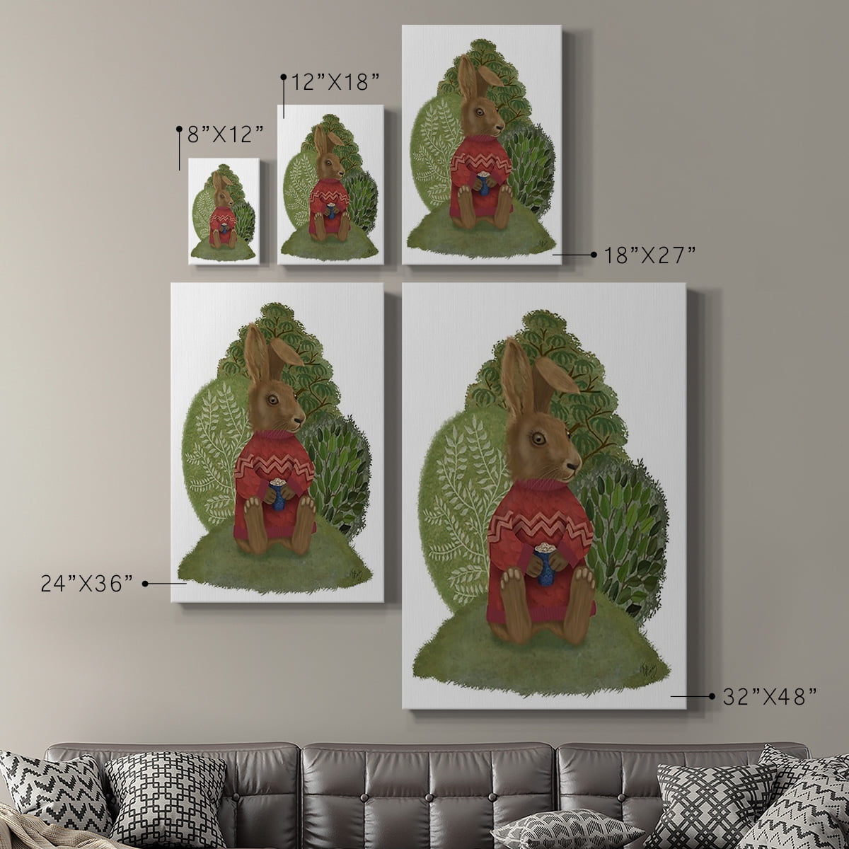 Latte Rabbit in Sweater Premium Gallery Wrapped Canvas - Ready to Hang