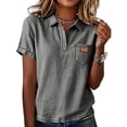 thumbnail image 2 of ZUBKTE Women's Short Sleeve V-Neck Business Casual Work Collared Tops S-2XL, 2 of 7