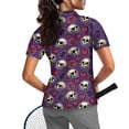 thumbnail image 2 of COEQINE Valentine's Day Women 1/4 Zip Golf Shirts Quick Dry Fit Soft Golf Polo Tops Workout Short Sleeve Sportswear Skull Rose Heart Purple Print Tennis Shirts, 2XL, 2 of 7