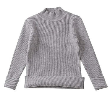 AherBiu Girls Sweaters Slim Fitted Stretchy Knitted Pullover Tops Long Sleeve High Neck Fall Basic Layer Sweater