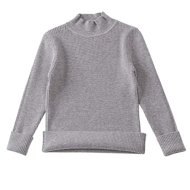 MeetoTime Garçons Filles Haut à Manches Longues Côtelé Automne Basique Col Montant Pull Tricoté Confortable