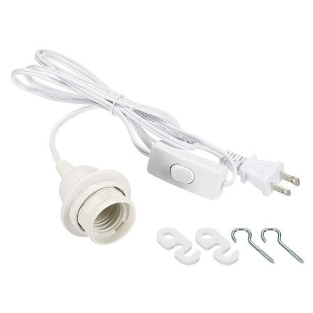 

Uxcell 6 Feet Plug In Extension Hanging Lantern Cord Cable 250V E26 LED Socket Lamp Cord Hanging Light Kit White