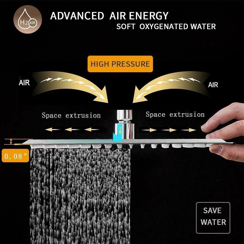 16 inch Rain Shower Head Wall/Ceil Mounted Square Rainfall High pressure Shower