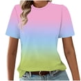 thumbnail image 3 of Ichuanyi Womens Summer Tops Trendy Gradient Color Print Short Sleeve Tshirts Shirts Crew Neck T Shirts Fashion, 3 of 7