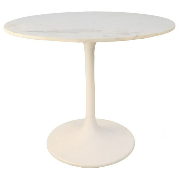 Enzo 36 Inch Round Marble Top Dining, Round White Table Top