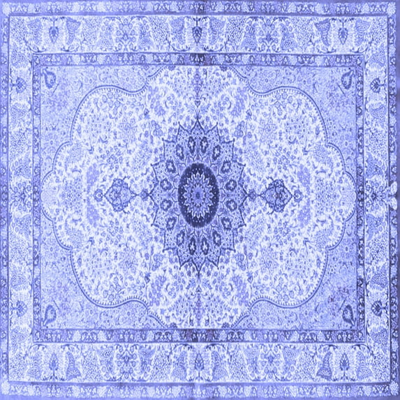 Ahgly Company Indoor Square Medallion Blue Traditional Area Rugs, 3' Square