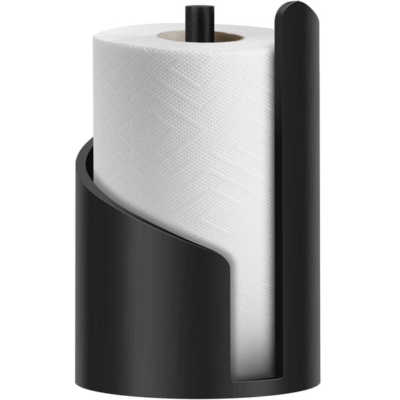 FVKRNYZ Paper Towel Holder Countertop, Anti Slip Weighted Base for Kitchen Bathroom, Black