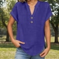 thumbnail image 2 of Womens Spring Short Sleeve T Shirts Fashion Tees V-Neck Summer Solid Color Loose Fit Tops, 2 of 5