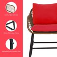 thumbnail image 3 of Topcobe 3 Pieces Patio Rattan Bistro Set Cushioned Chair Glass Table Deck, Outdoor Patio Furniture, Red, 3 of 8