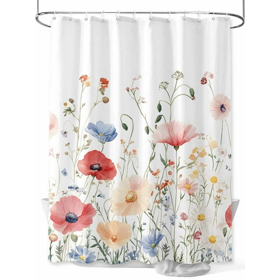 Fsddascl Tropical Bloom Silhouettes Shower Curtain Set - 72" x 78" Washable Bathtub Curtain with 12 Hooks, Colorful Spring Floral Waterproof Fabric Stall Shower Curtains for Bathroom/Bathtub Décor